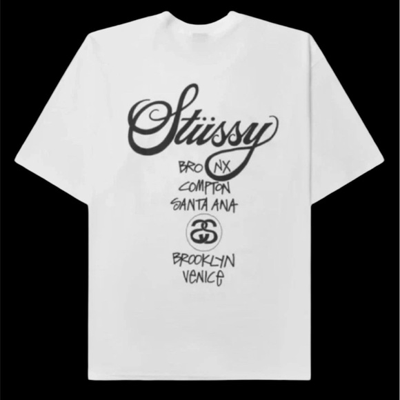Stussy World Tour White Tee – NWT – Size Small - Picture 2 of 2